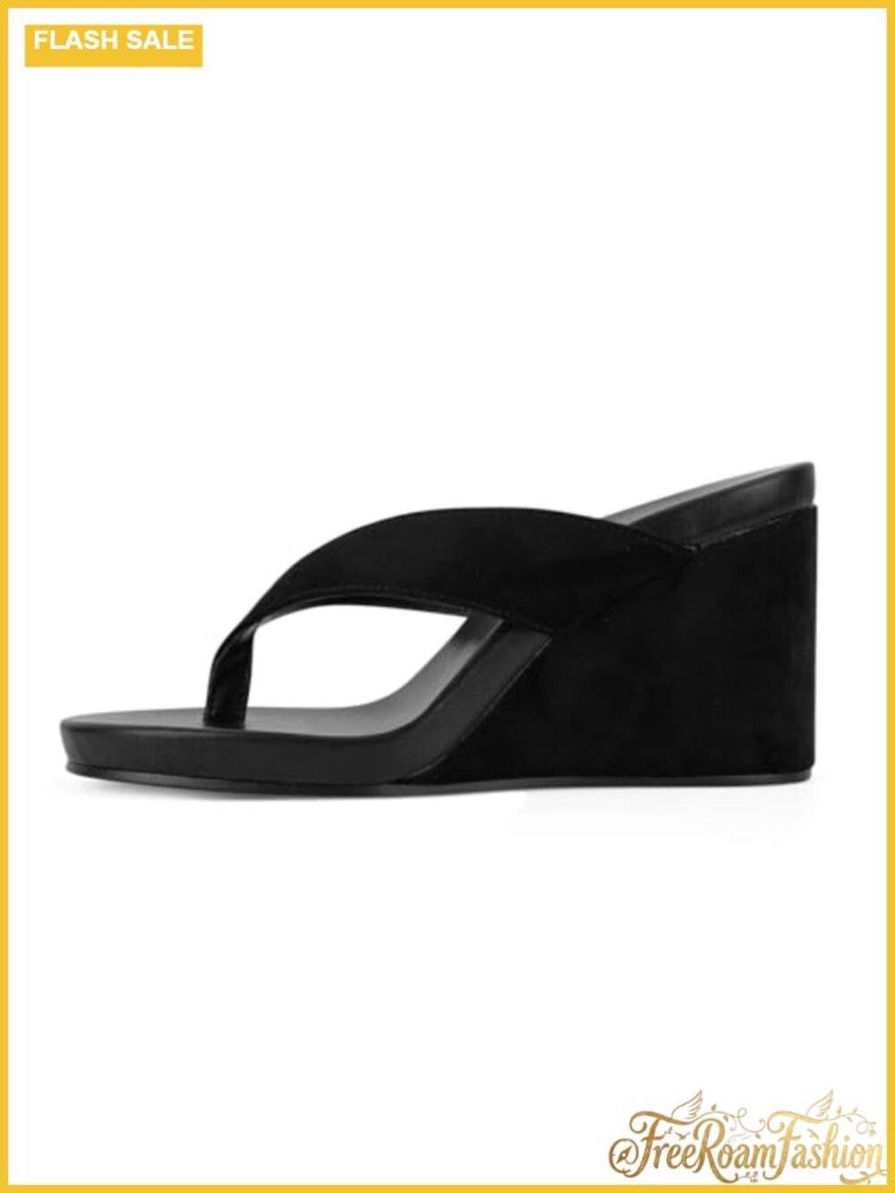 QIV Women's Wedge Heel Thong Sandals Suede Platform Flip Flops
